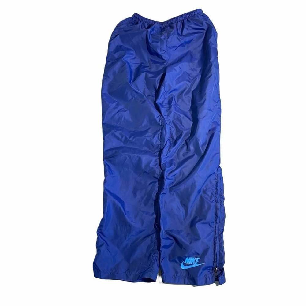 70s Nike Vintage Nylon Track Pants Size Small Blue Zip Ankle